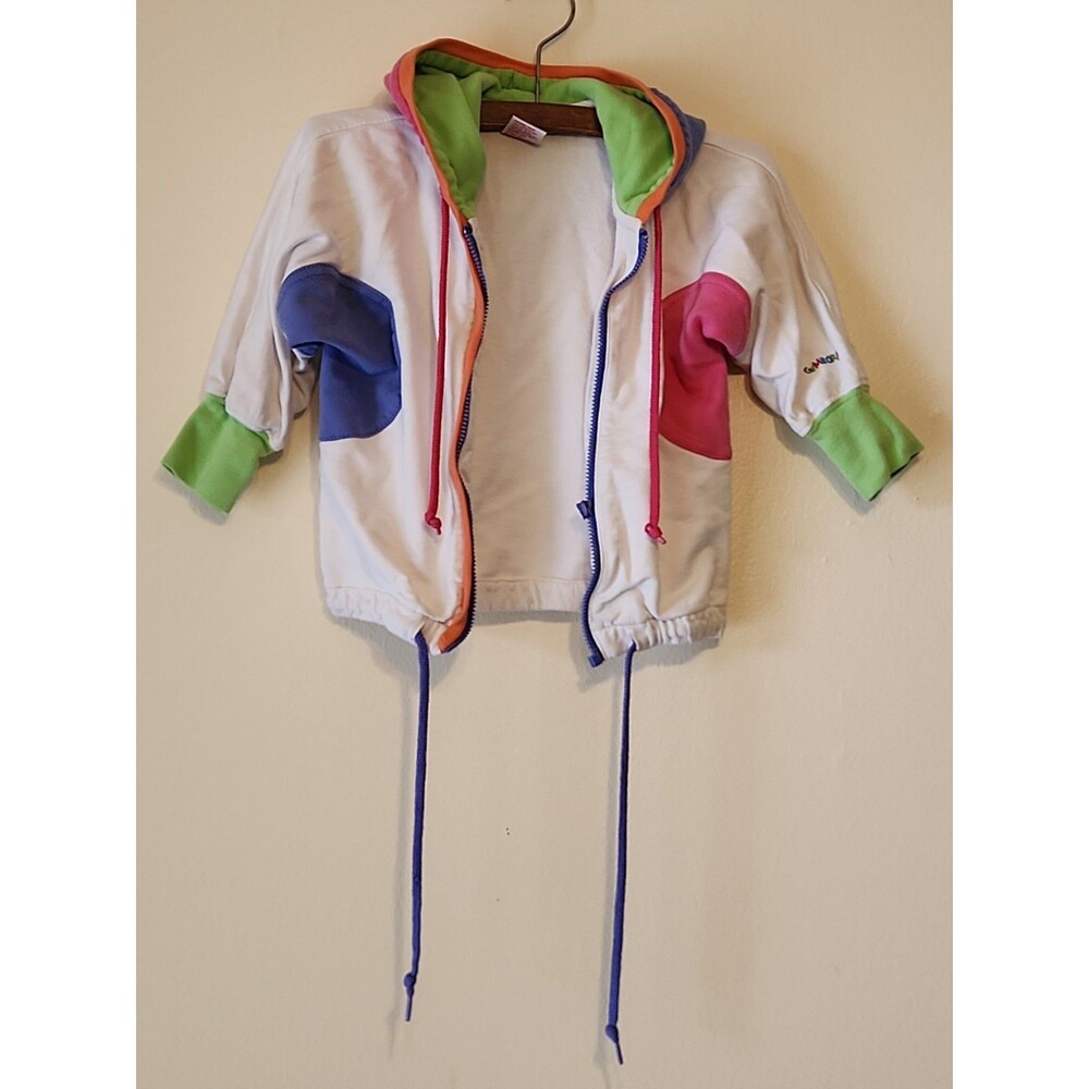 Vintage 90s Gymboree Multi Colorblock Hooded Jacket Size Small FLAWED ZIPPER